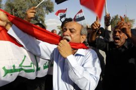 Followers of Shiite cleric Muqtada al-Sadr hold a protest in Basra