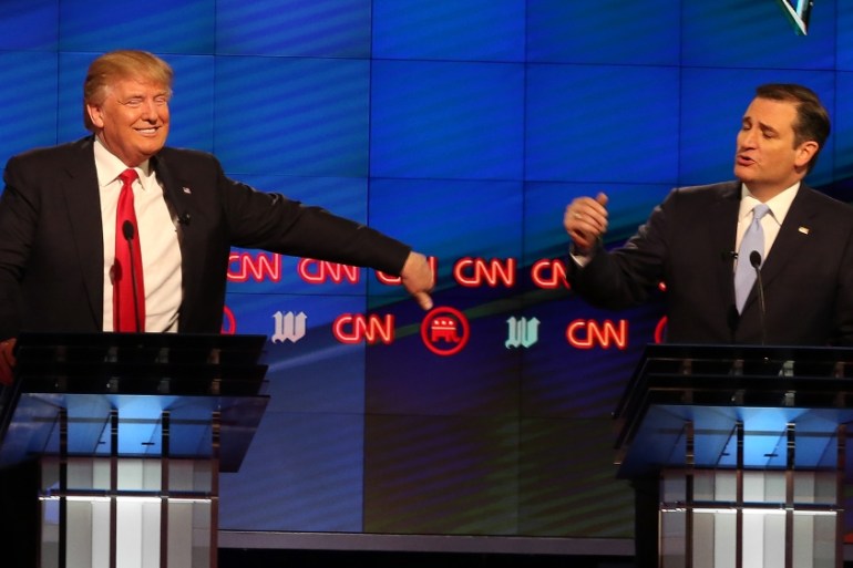 Republican presidential candidates Donald Trump and Ted Cruz [AP]