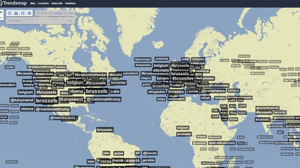 Brussels hashtags trended around the world after the attacks [Al Jazeera]