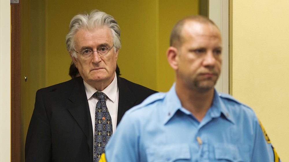 Radovan Karadzic in the courtroom [Michael Kooren/Reuters]