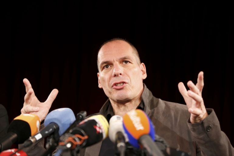 Greece''s former Finance Minister Varoufakis addresses a news conference in Berlin