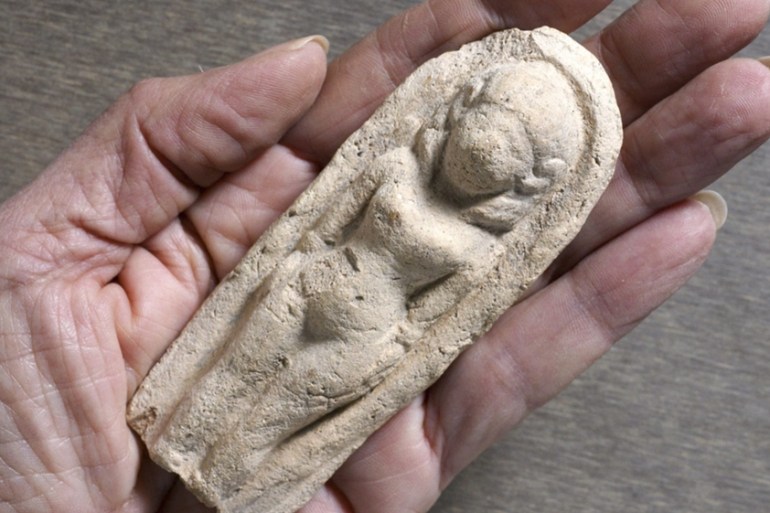 A 3,400-year-old statue recently discovered by a seven-year old boy in the Bet She''an Valley, Israel [EPA]