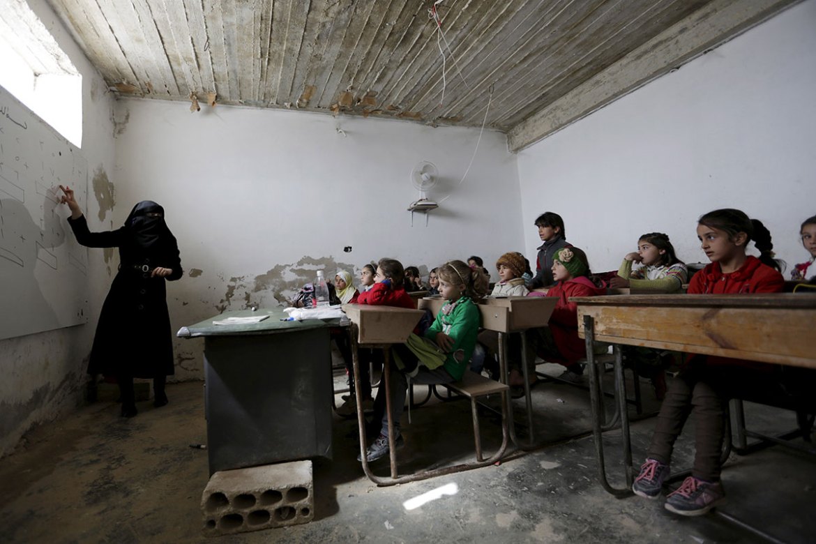 Poultry farm turned school in Syria