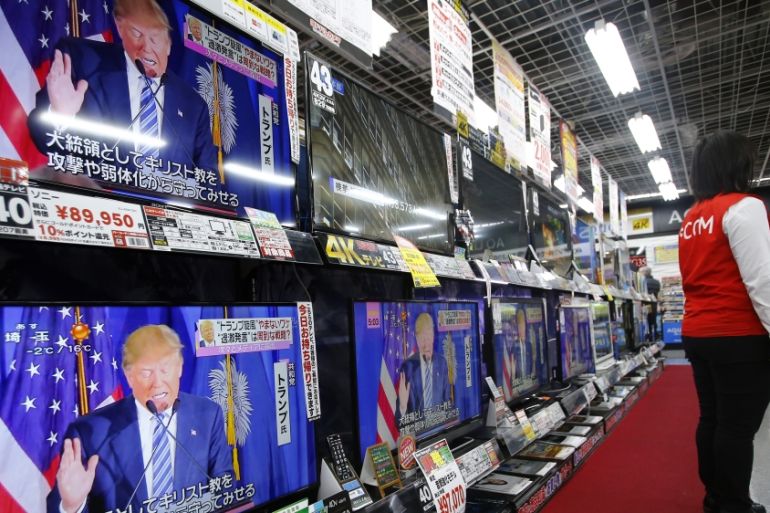 Trump on TV screens in Tokyo