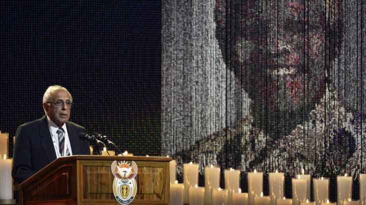 Ahmed Kathrada, close friend of former South African President Nelson Mandela, speaks during Mandela''s funeral ceremony in Qunu