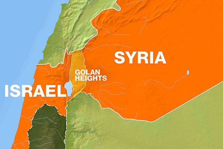 Map of Israel, Syria and the Golan Heights