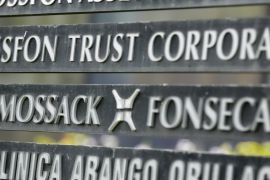 A marquee on a building in Panama City, Panama, lists the Mossack Fonseca law firm [AP]