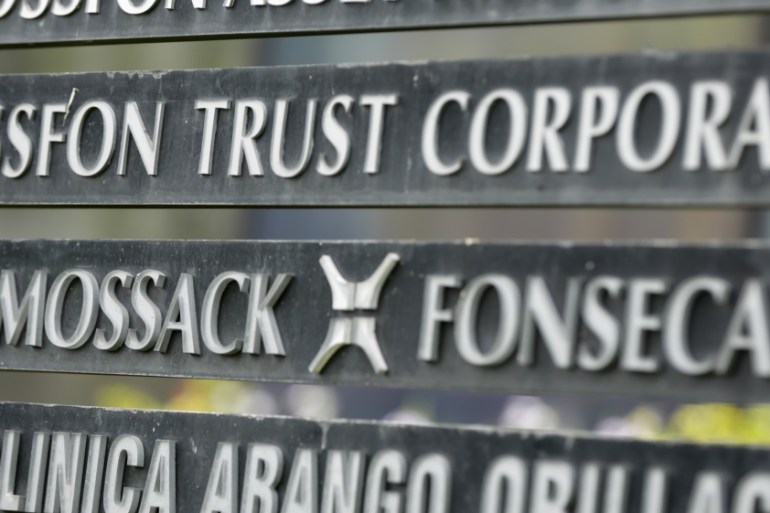 A marquee on a building in Panama City, Panama, lists the Mossack Fonseca law firm [AP]