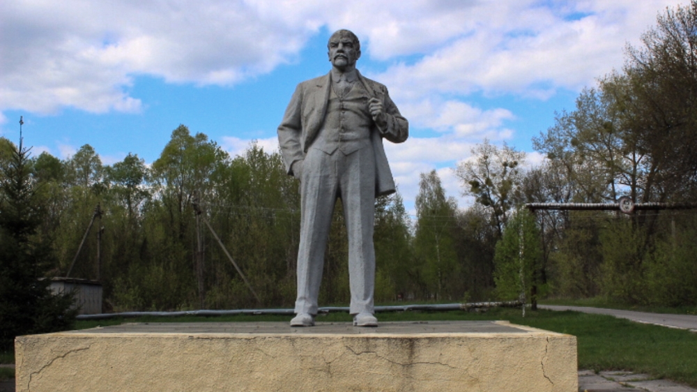A statue of Lenin still stands in the exclusion zone [Christian Borys/Al Jazeera]