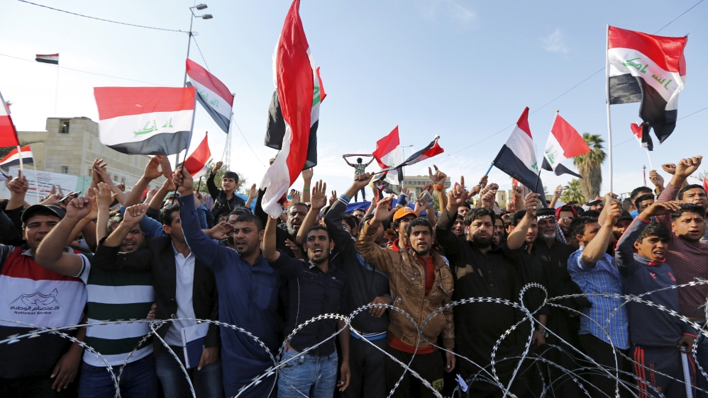 Thousands of followers of Shia cleric Muqtada al-Sadr have been holding a sit-in in Baghdad's central Tahrir Square [Ahmed Saad/Reuters]