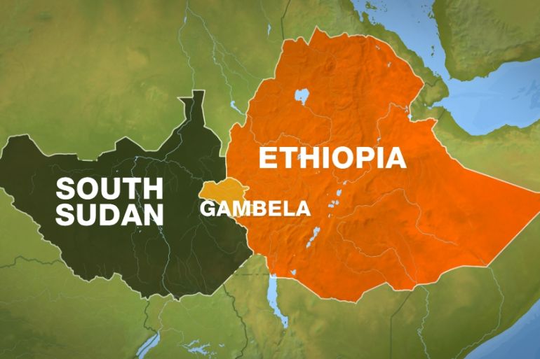 Map of Gambela, Ethiopia