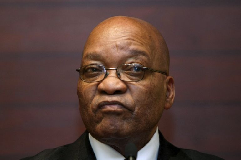 File photo of South African President Jacob Zuma listening at a news conference in Cape Town