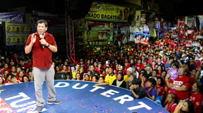 Rodrigo Duterte's tough-on-crime mantra has won him widespread support among the population [Steve Chao/Al Jazeera]