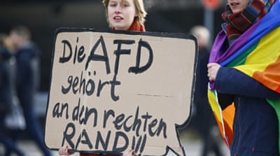 'No rights for Nazi propaganda!' [Wolfgang Rattay/Reuters]
