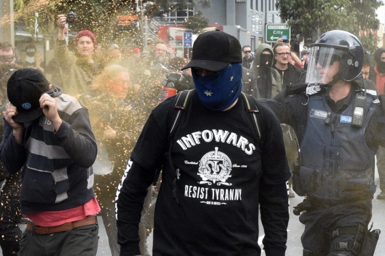 Melbourne race rally: anti-immigration and anti-racism rival protesters clash in Melbourne''s inner north
