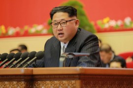 North Korean leader Kim Jong Un speaks during the Workers'' Party Congress in Pyongyang