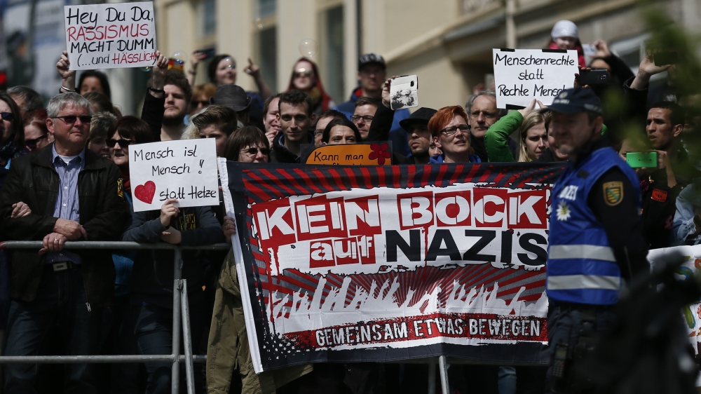 Demonstrations in Germany on Sunday were peaceful, with police reporting only minor incidents of violence [Reuters]
