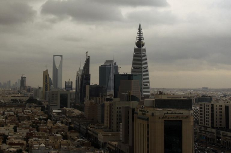Clouds move over the Riyadh skyline