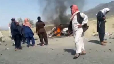 A grab from a video of the alleged scene of a drone strike site that killed Taliban leader Mullah Akhtar Muhammad Mansur [EPA]