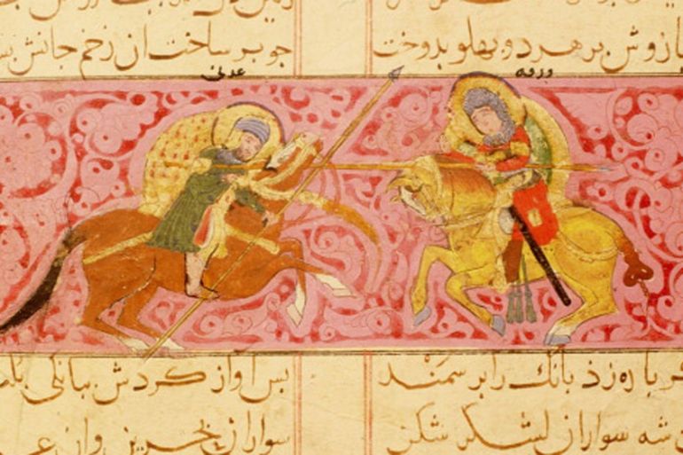 Scene from the only known illustrated manuscript of the poem, the Romance of Varqa and Gulshah, paintings by Abd al Mumin al Khuwayyi. c 1250 AD. Konya, Turkey [Getty]