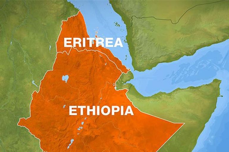 Map of Eritrea and Ethiopia