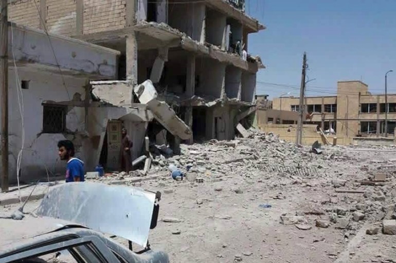 Image of air strike in Raqqa''s electricity neighbourhood