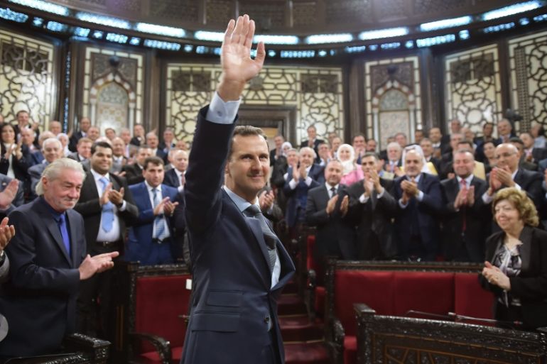 Bashar al-Assad speaks in the Parliament