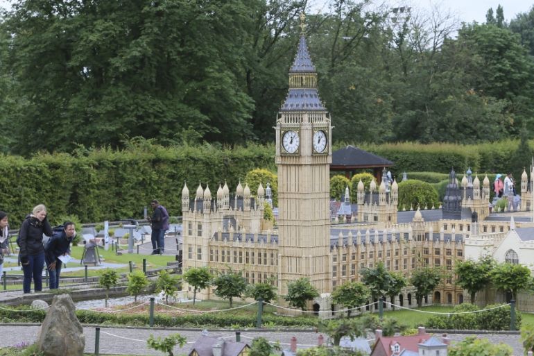 Miniture representations of Brexit are placed in Mini-Europe