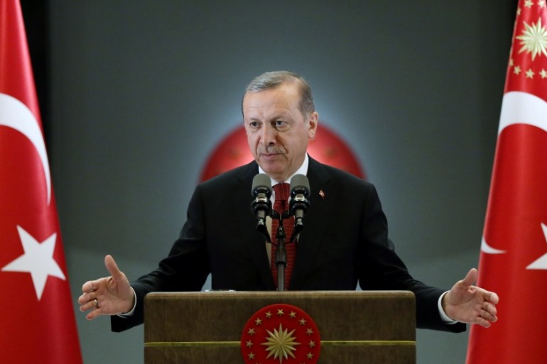 Turkish President Tayyip Erdogan makes a speech during an iftar event in Ankara, Turkey [Reuters]