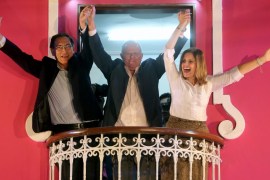 Peruvian presidential candidate Kuczynski addresses supporters as poll results begin to be released