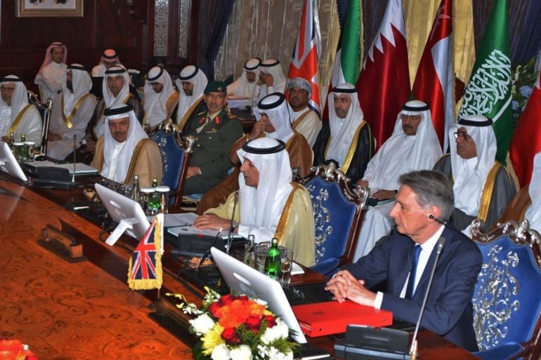 British Foreign Secretary Philip Hammond attends a meeting with with Foreign Ministers of the Gulf Cooperation Council (GCC) in Jeddah