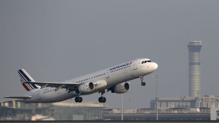An Air France aircraft takes-off at the Charles-de-Gaulle airport near Paris