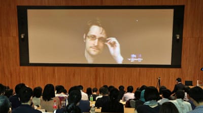 Former NSA agent Edward Snowden discussed surveillance of Japanese Muslims earlier this month [Ian Munroe/Al Jazeera]