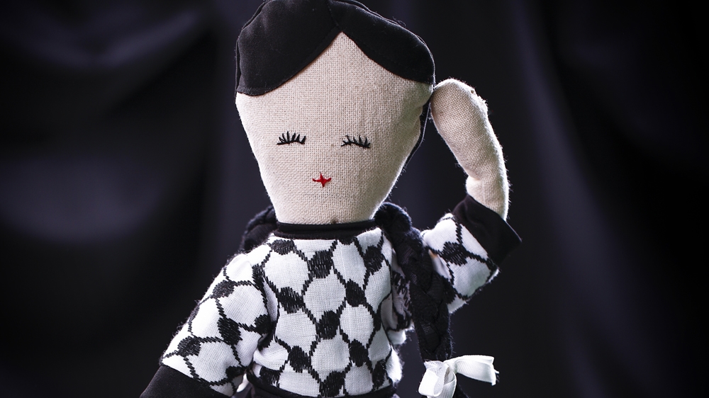 The plush toys have a signature trademark: They wear clothing made from recycled Palestinian dresses and intricate embroidery [Courtesy of Rotem Toys]