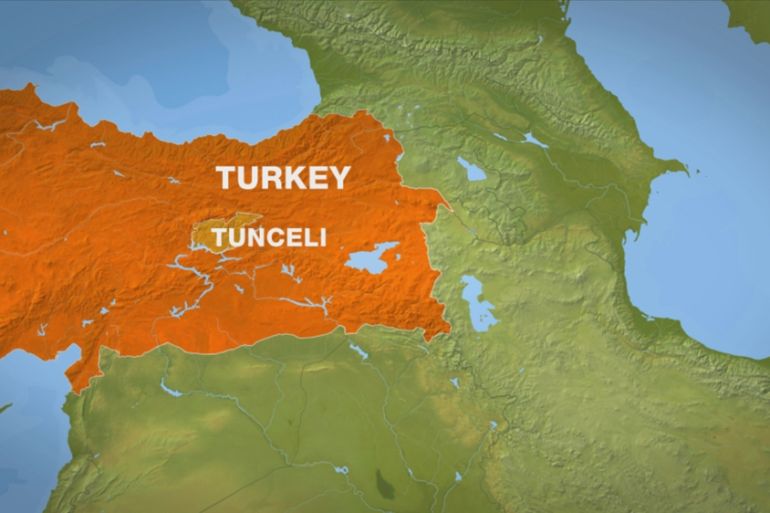 Map of Tunceli in Turkey