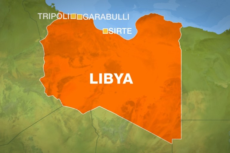 Map of Garabulli, Tripoli and Sirte in Libya