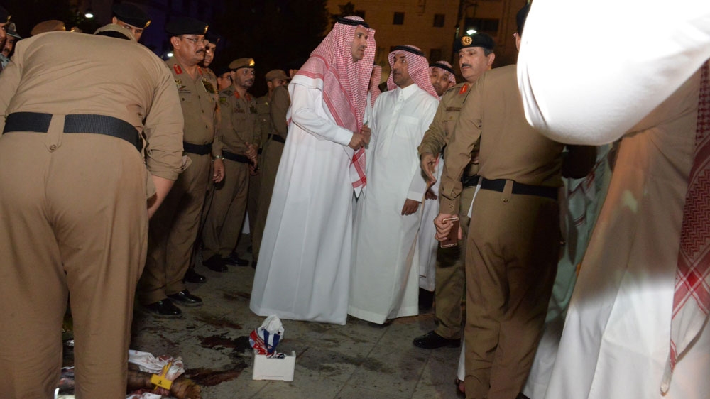 Saudi Emir of Medina Faisal bin Salman bin Abdulaziz inspects the damage following the blast [EPA]