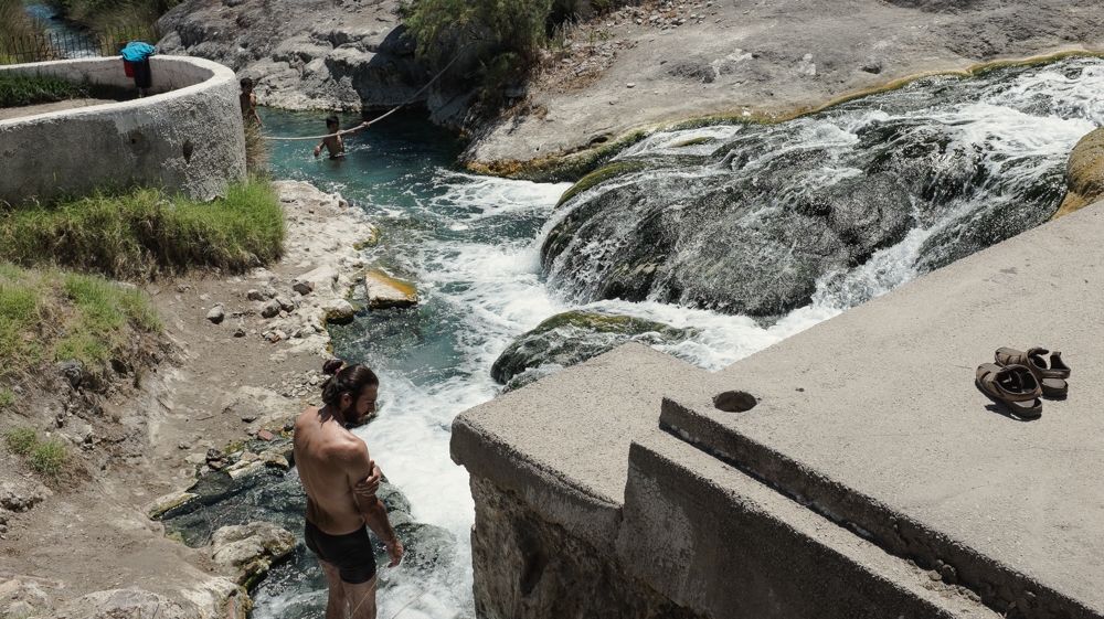 The hot springs near the hotel remain a popular tourist destination for Greeks and internationals [Nick Paleologos/SOOC/Al Jazeera]