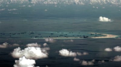 An aerial view of artificial islands built by China in disputed waters in the South China Sea, west of Palawan, Philippines [EPA]