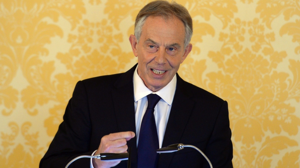 Former British prime minister Blair speaks to reporters in response to the Iraq Inquiry [Stefan Rousseau/EPA]