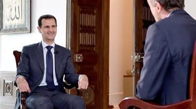 Assad gives an interview to NBC News in Damascus, Syria on July 13 [EPA]