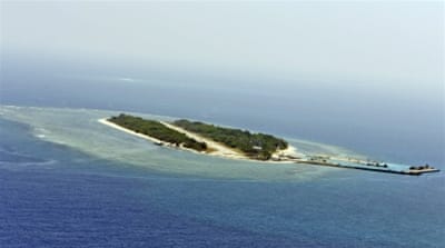 An aerial photograph of Taiping Island, also known as Itu Aba Island in the South China Sea [EPA]