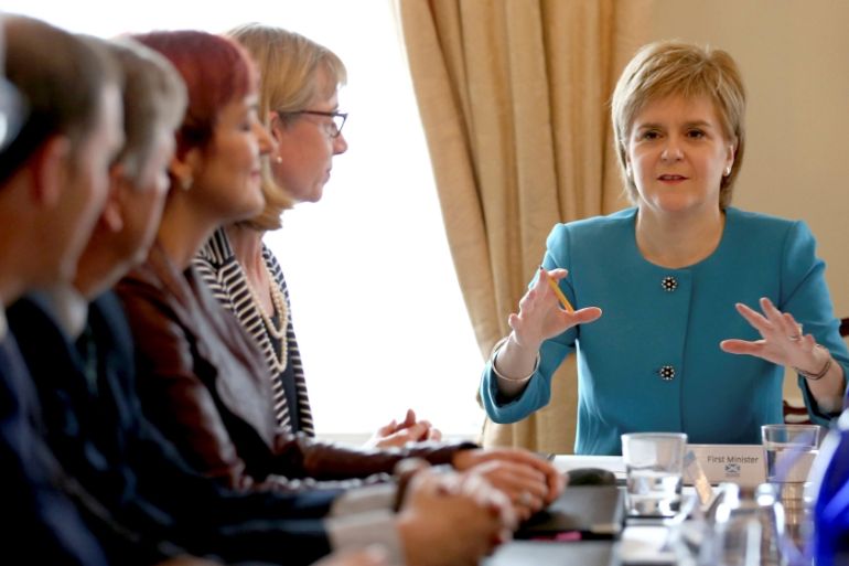 Scotland''s First Minister Nicola Sturgeon speaks during an emergency cabinet meeting at Bute House in Edinburgh