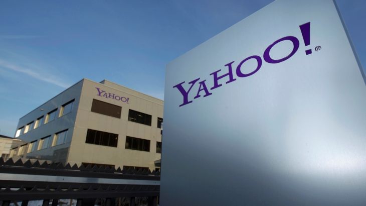 A Yahoo logo is pictured in front of a building in Rolle