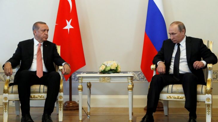 Russian President Putin and Turkish President Erdogan attend their meeting in St. Petersburg