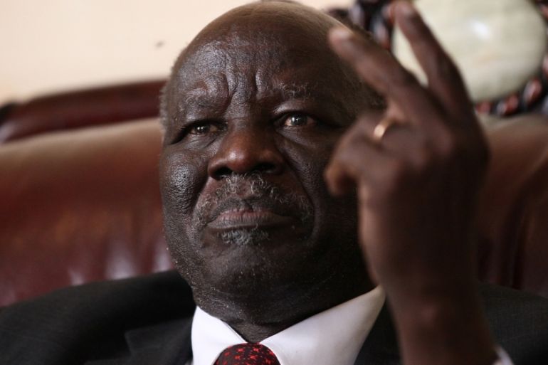 Lam Akol, South Sudan''s head of the opposition Democratic Change group, addresses a news conference in his office in Ethiopia''s capital Addis Ababa