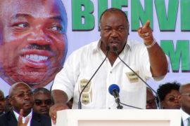 Gabon''s incumbent President Ali Bongo Ondimba speaks at a campaign rally in Libreville