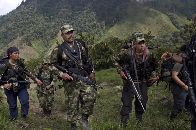 Fighters from the Revolutionary Armed Forces of Colombia, or FARC