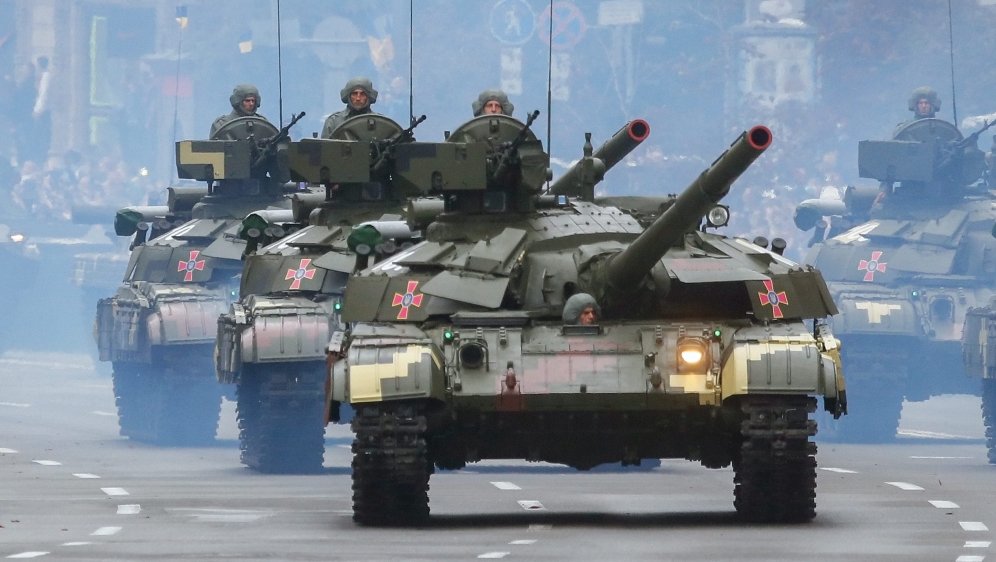 Wednesday's celebration featured a major military parade in Kiev [Sergey Dolzhenko/EPA]
