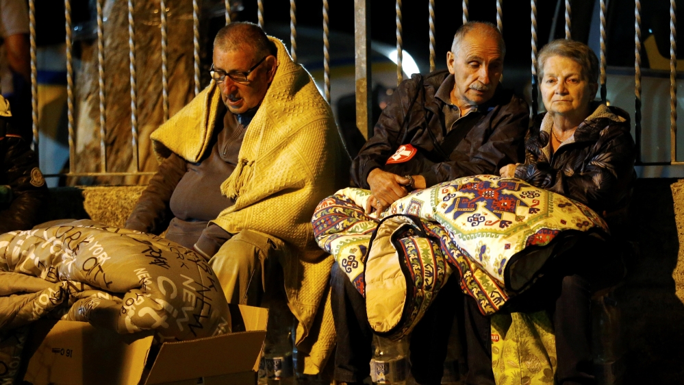 Hundreds of people spent the chilly Wednesday night in hastily assembled tents [Reuters]